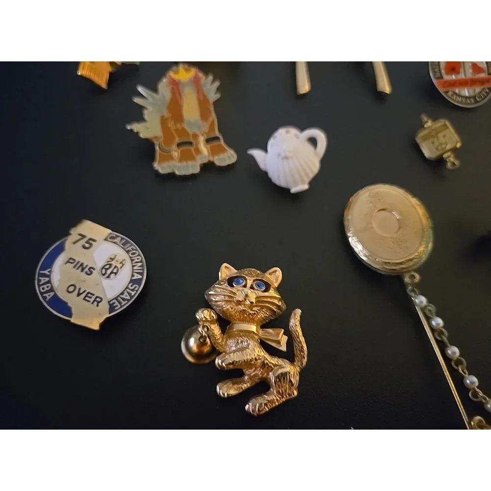 Vintage large lot of 26 Lapel‎ Hat Pins Pendants Brooches